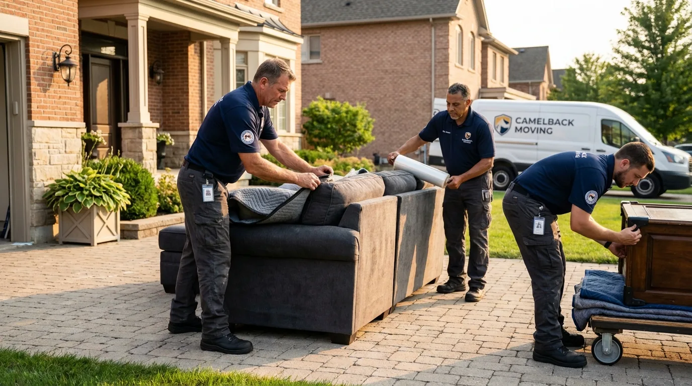 Large estate moving crew wrapping furniture in Industry, PA